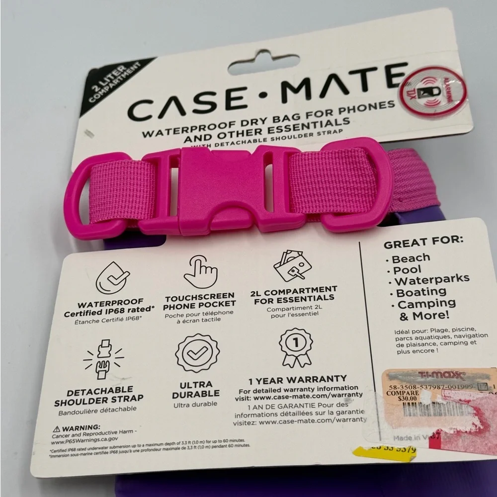case-mate Purple Waterproof Phone Dry Pouch with Pink Trim